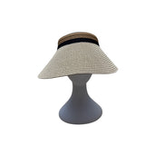 Women's Straw & Polyester Wide Brim Visor Hat With Adjustable Black Band