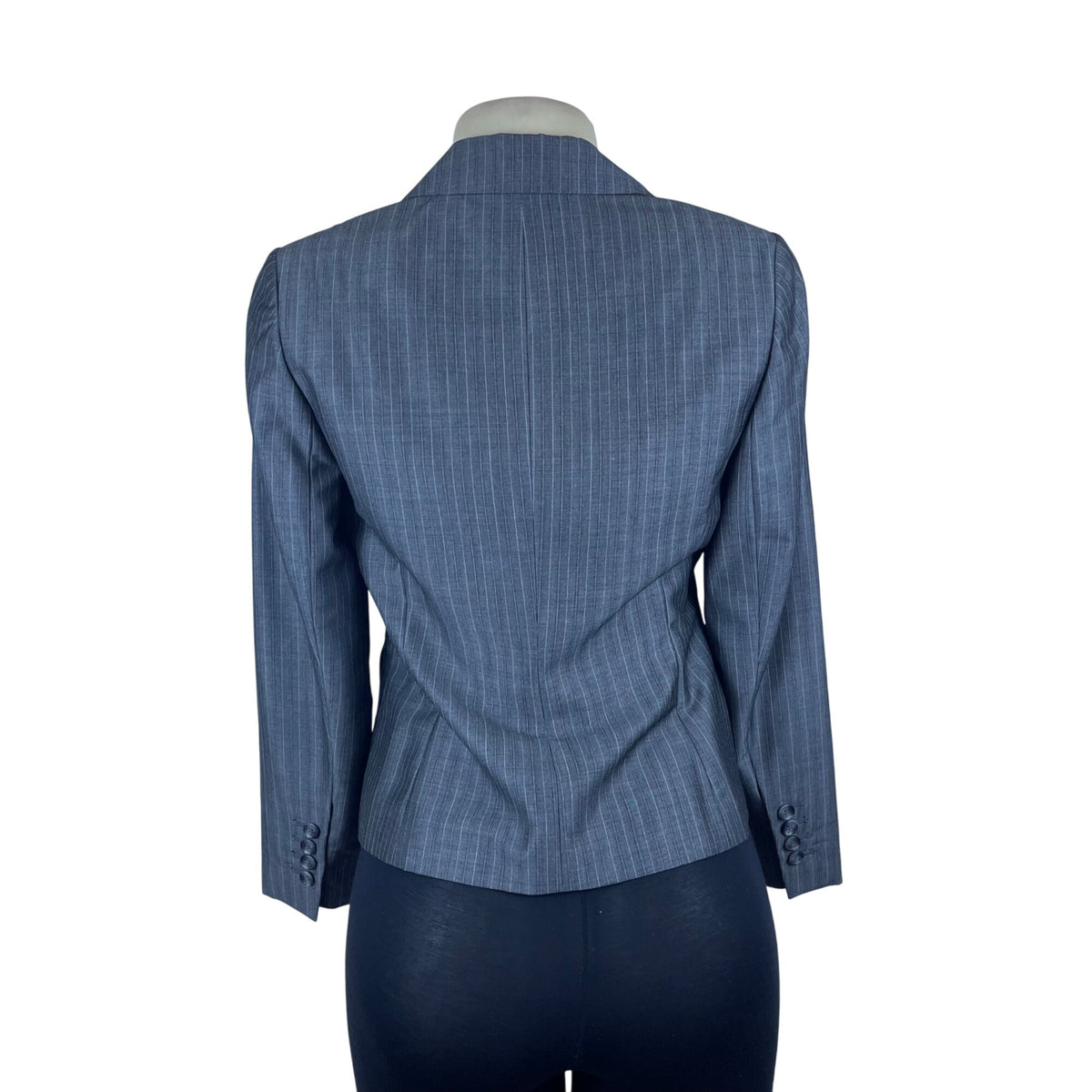 Ann Taylor Loft Womens Gray Pinstripe Rayon & Wool Blazer Two Button Size 4P