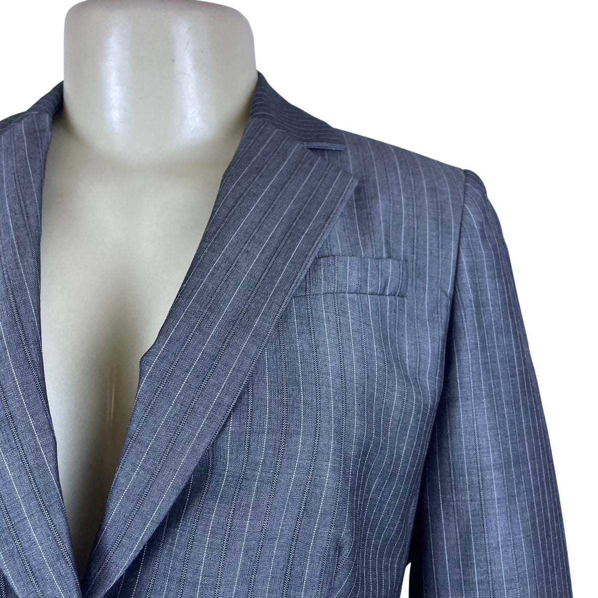 Ann Taylor Loft Womens Gray Pinstripe Rayon & Wool Blazer Two Button Size 4P