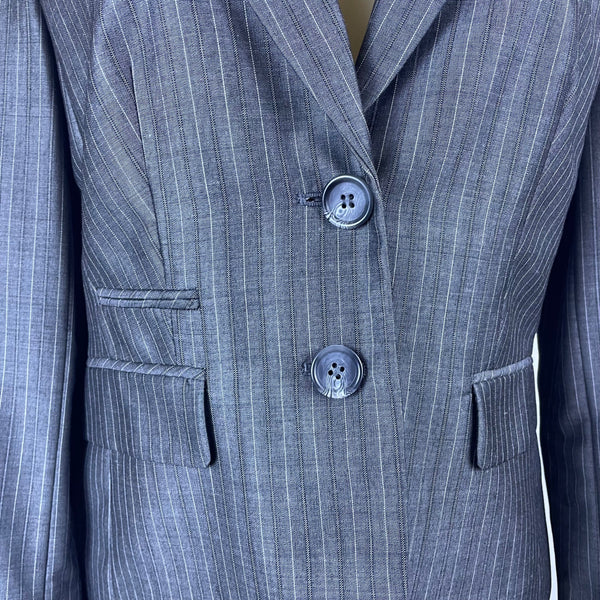 Ann Taylor Loft Womens Gray Pinstripe Rayon & Wool Blazer Two Button Size 4P