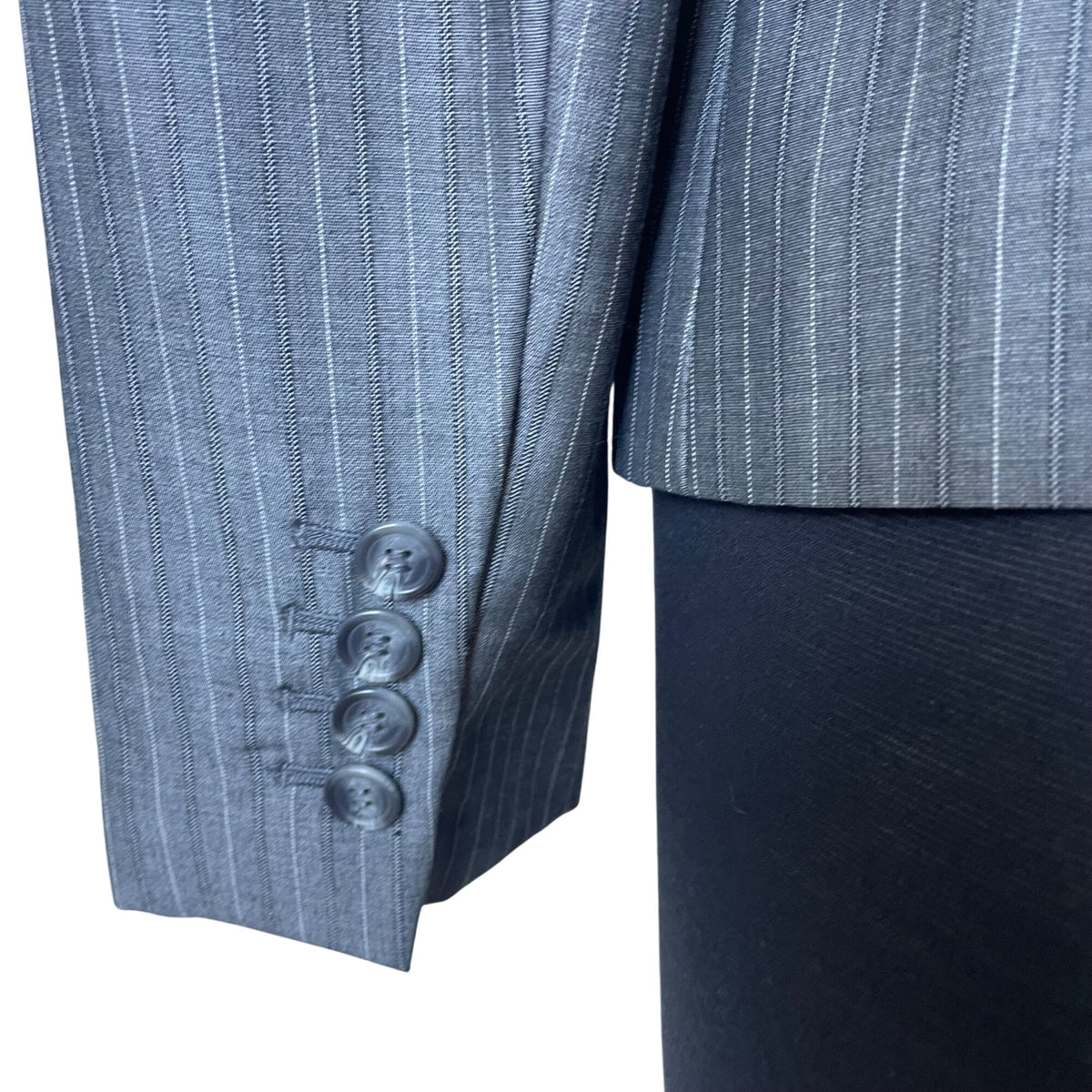 Ann Taylor Loft Womens Gray Pinstripe Rayon & Wool Blazer Two Button Size 4P