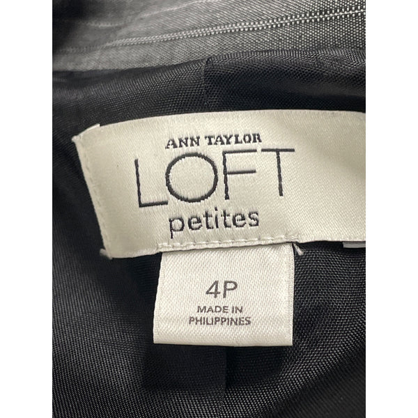Ann Taylor Loft Womens Gray Pinstripe Rayon & Wool Blazer Two Button Size 4P