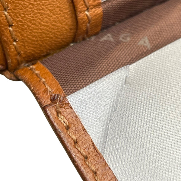 Balenciaga Unisex Brown Leather Embossed Logo Bi-Fold Compact Wallet