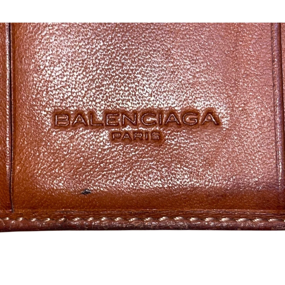 Balenciaga Unisex Brown Leather Embossed Logo Bi-Fold Compact Wallet