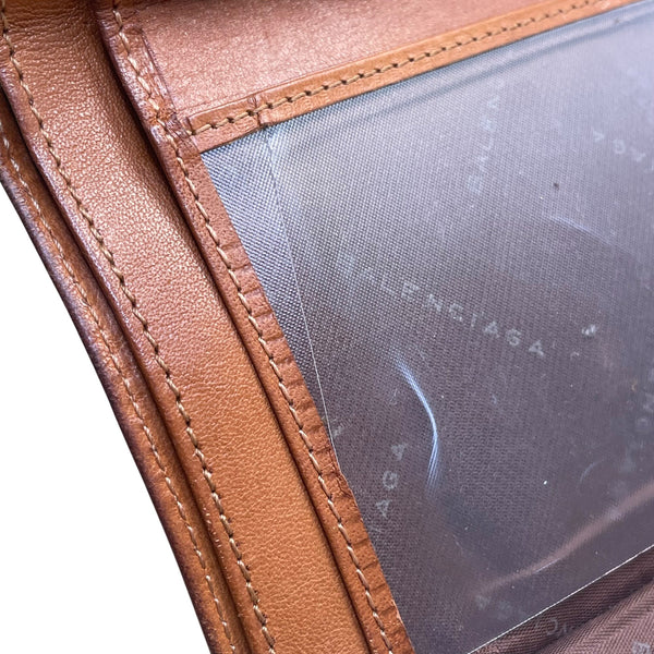 Balenciaga Unisex Brown Leather Embossed Logo Bi-Fold Compact Wallet
