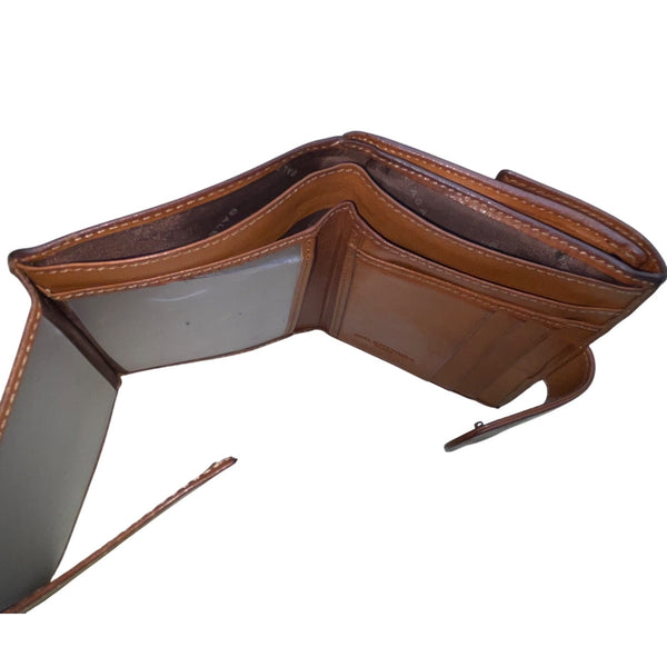 Balenciaga Unisex Brown Leather Embossed Logo Bi-Fold Compact Wallet