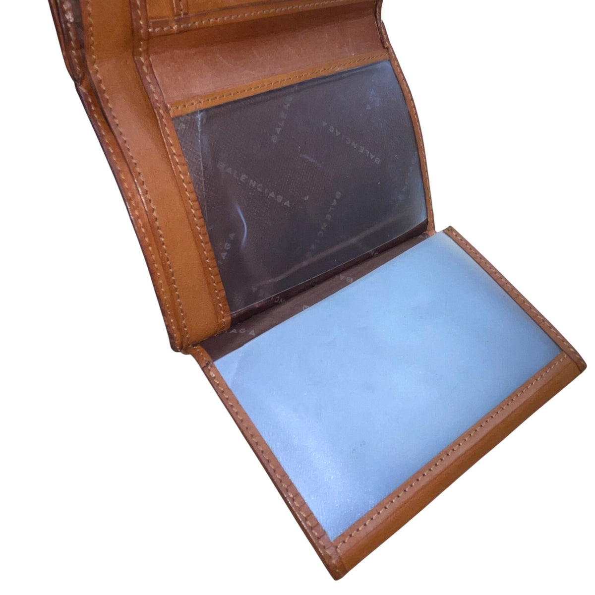 Balenciaga Unisex Brown Leather Embossed Logo Bi-Fold Compact Wallet