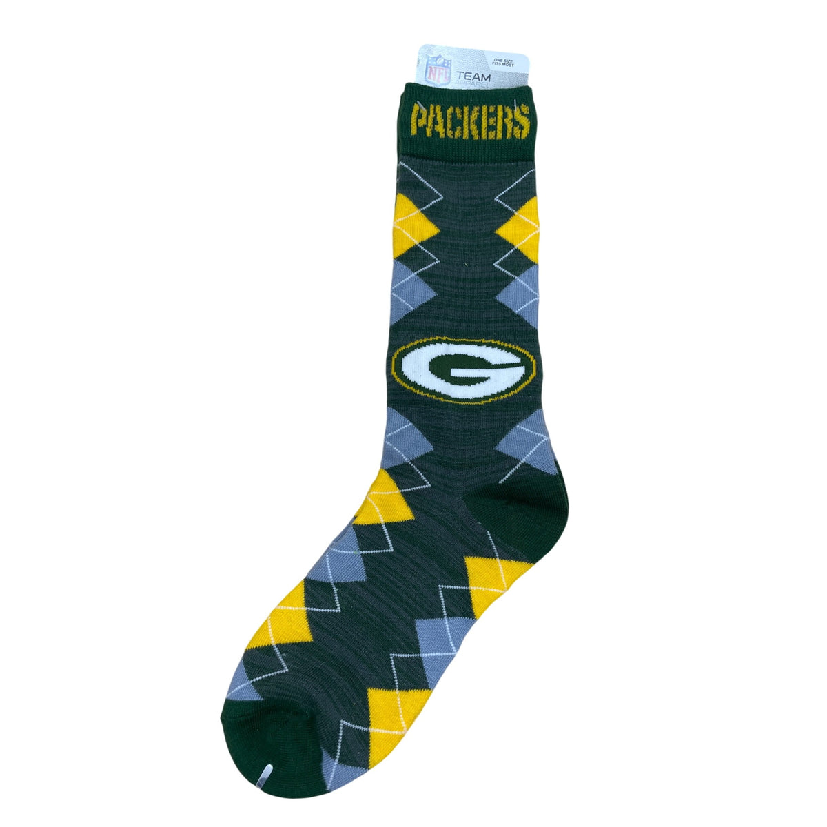 Green Bay Packers NFL Team Argyle Socks Acrylic/Polyester Blend OSFM