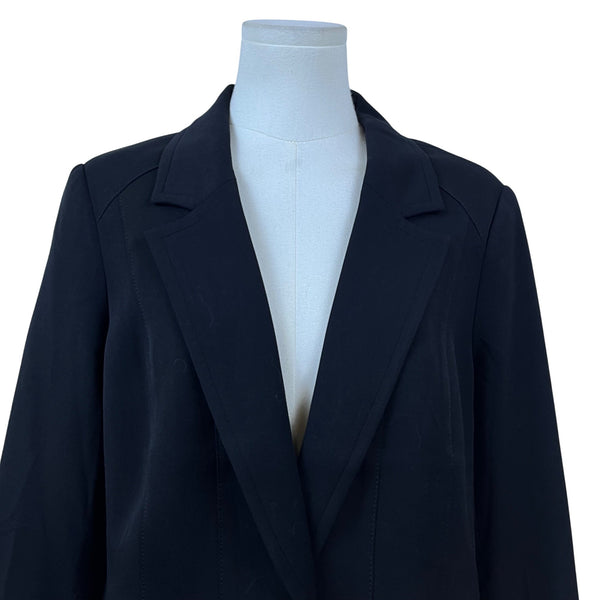 White House Black Market Womens Black Rayon Blazer Button Front Size 14 - NWT