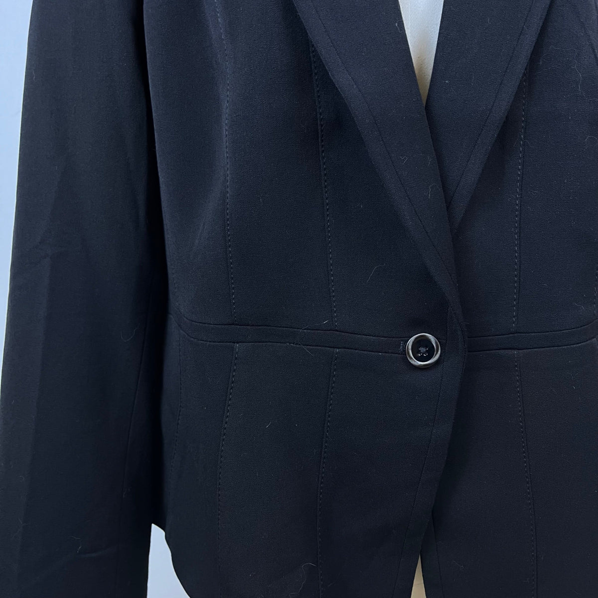 White House Black Market Womens Black Rayon Blazer Button Front Size 14 - NWT