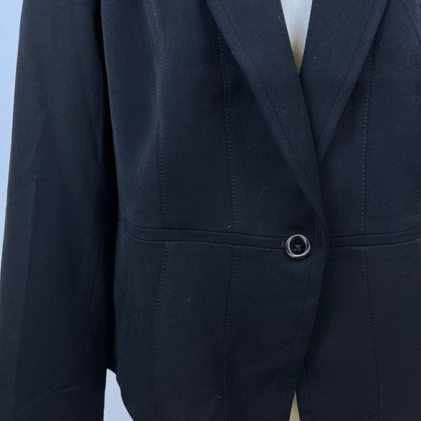 White House Black Market Womens Black Rayon Blazer Button Front Size 14 - NWT