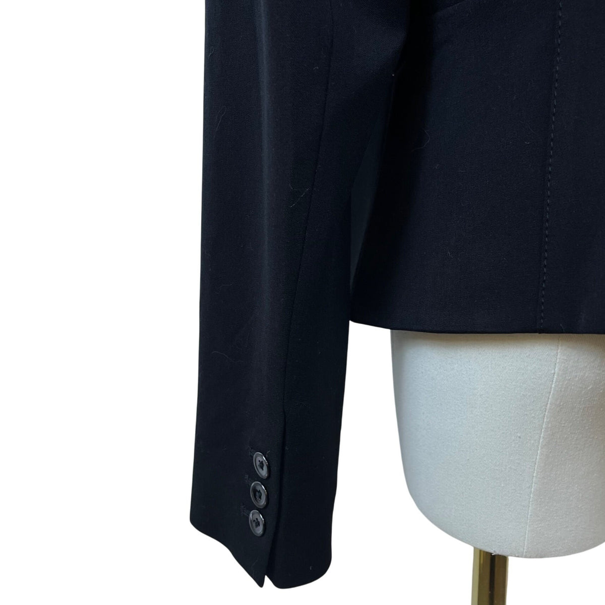 White House Black Market Womens Black Rayon Blazer Button Front Size 14 - NWT