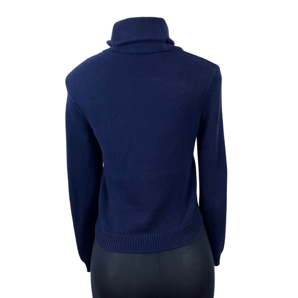Ralph Lauren Women's Navy Cotton Knit Sweater Petite Size P