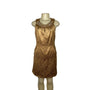 Gold Brocade Sleeveless Dress With Embellished Collar By Alexia Admor Size S