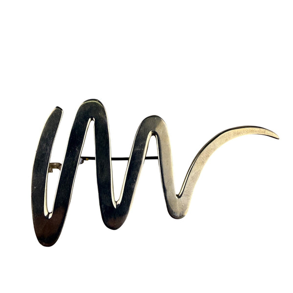 925 Mexican Silver Abstract Brooch Pin Women Vintage Zigzag Design TV-43