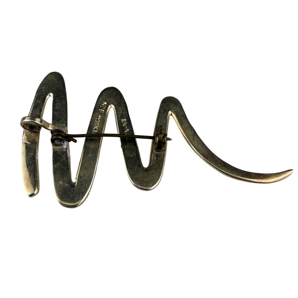 925 Mexican Silver Abstract Brooch Pin Women Vintage Zigzag Design TV-43