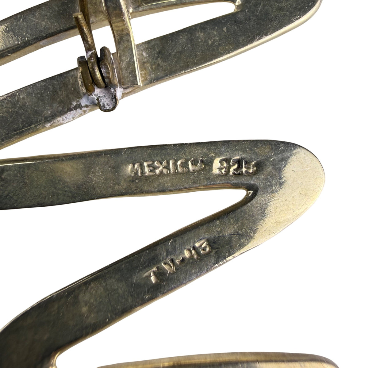 925 Mexican Silver Abstract Brooch Pin Women Vintage Zigzag Design TV-43