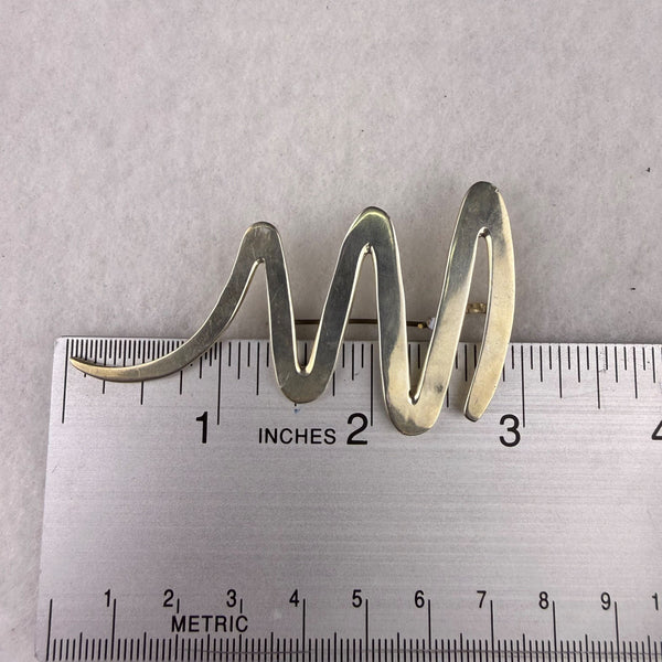 925 Mexican Silver Abstract Brooch Pin Women Vintage Zigzag Design TV-43