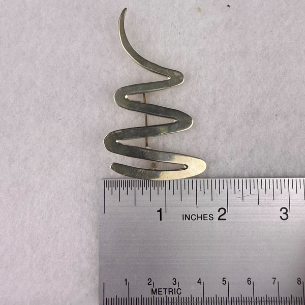 925 Mexican Silver Abstract Brooch Pin Women Vintage Zigzag Design TV-43