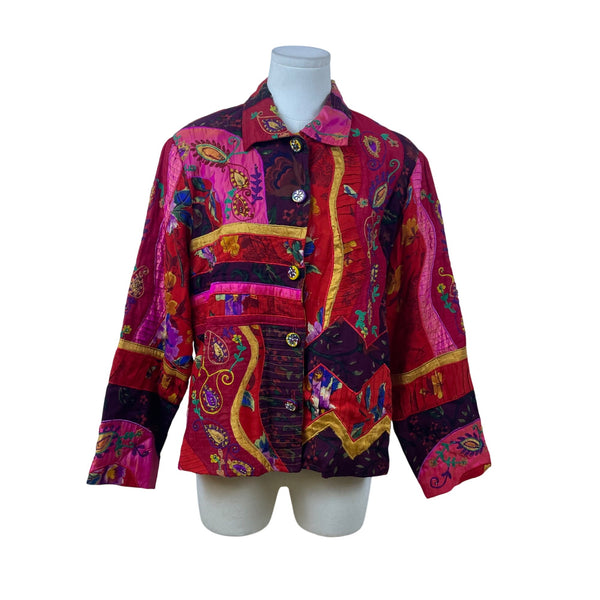 Vintage Sandy Starkman Women's Multicolor Button Up Patchwork Jacket Size L