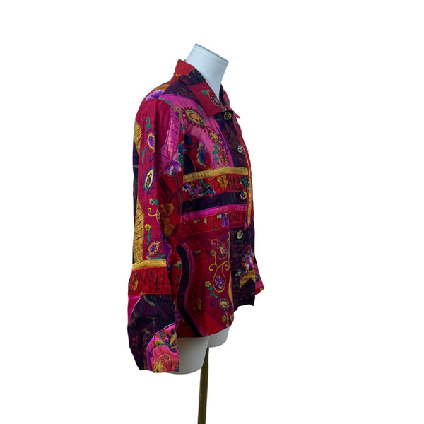 Vintage Sandy Starkman Women's Multicolor Button Up Patchwork Jacket Size L