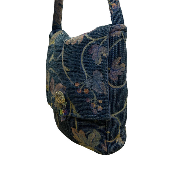 Alices Tapestries Women’s Blue Floral Woven Fabric Bohemian Crossbody Bag