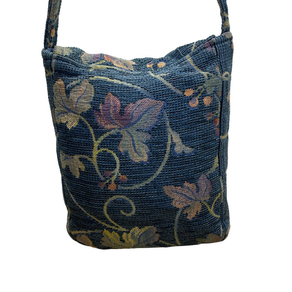 Alices Tapestries Women’s Blue Floral Woven Fabric Bohemian Crossbody Bag