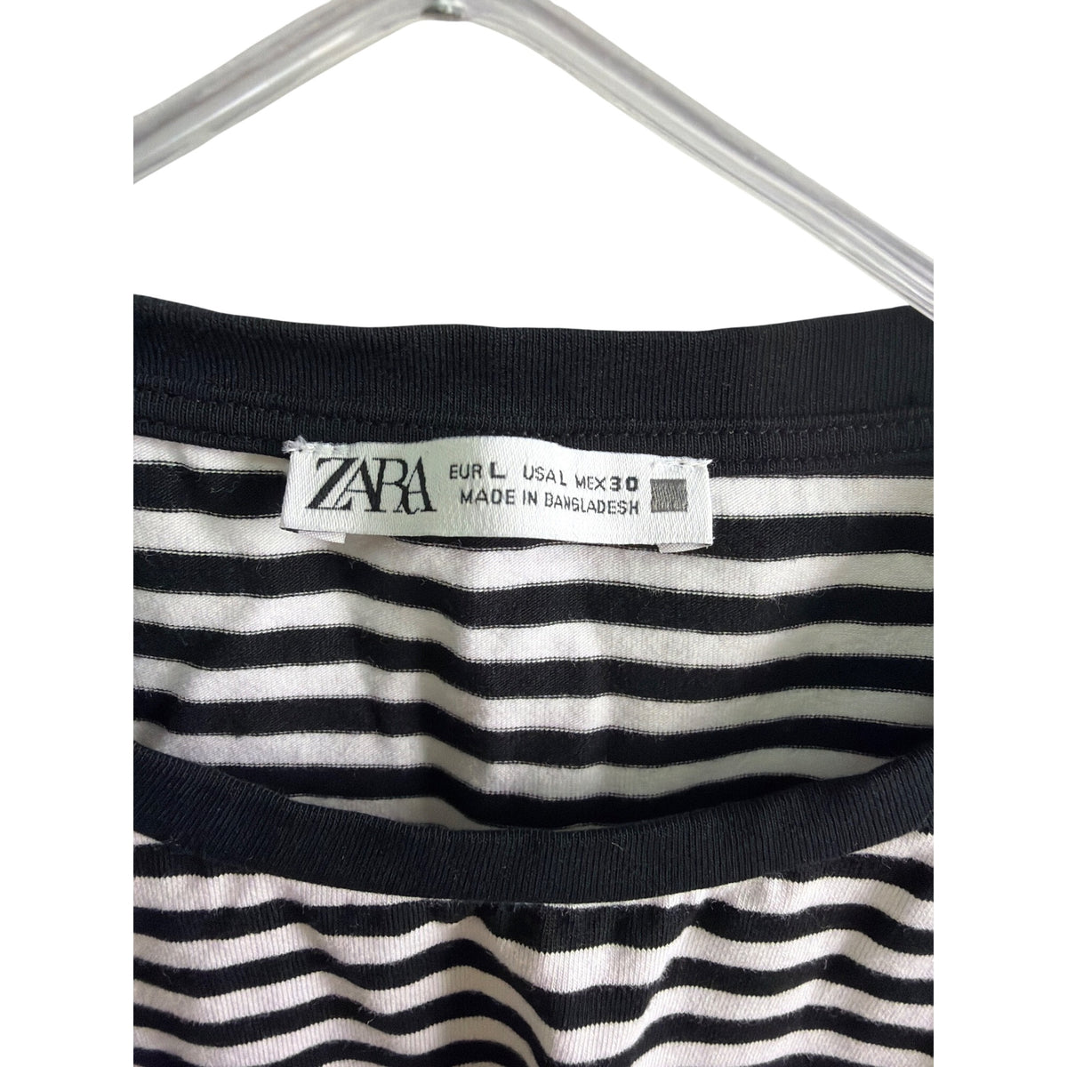 Zara Womens Black & White Striped Cotton Blend Short Sleeve Cropped Top Size L Zara Womens Black & White Striped Cotton Blend Short Sleeve Cropped Top Size L