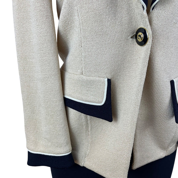 St. John Women's Beige & Black Knit Blazer Jacket Button Front Size 4