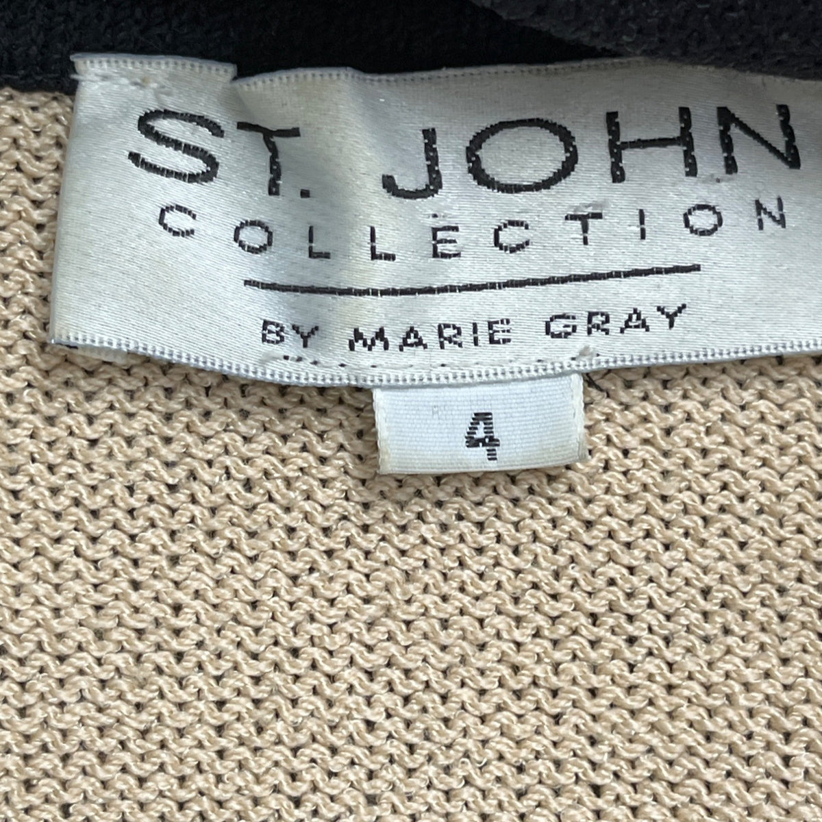St. John Women's Beige & Black Knit Blazer Jacket Button Front Size 4