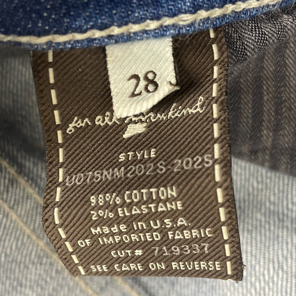 7 For All Mankind Womens Blue Cotton/Elastane Bootcut Jeans Distressed Size 28