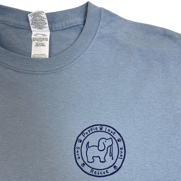 Puppie Love Dog Graphic T-Shirt Blue Men Gildan Ultra Size M - New