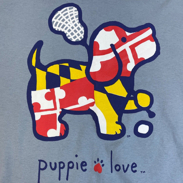 Puppie Love Dog Graphic T-Shirt Blue Men Gildan Ultra Size M - New