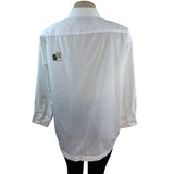 Mili Designs White Button-Up Shirt W/ Embroidered Dogs & Rhinestone Collar Sz 18