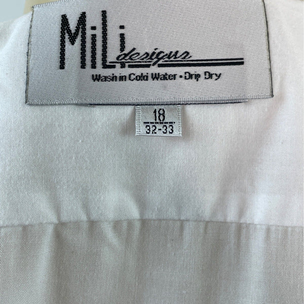 Mili Designs White Button-Up Shirt W/ Embroidered Dogs & Rhinestone Collar Sz 18