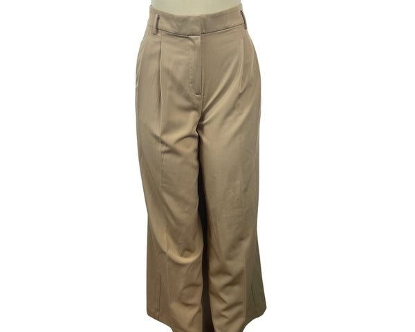 Ann Taylor Beige Brown High Waist Wide Leg Pleated Dress Pants Sz 0 - New