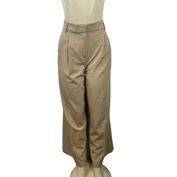 Ann Taylor Beige Brown High Waist Wide Leg Pleated Dress Pants Sz 0 - New