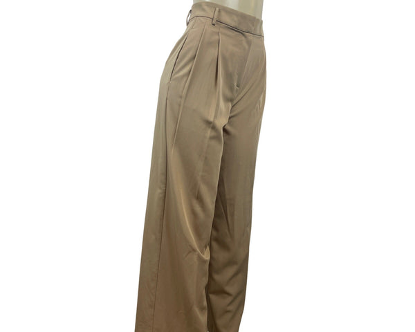 Ann Taylor Beige Brown High Waist Wide Leg Pleated Dress Pants Sz 0 - New
