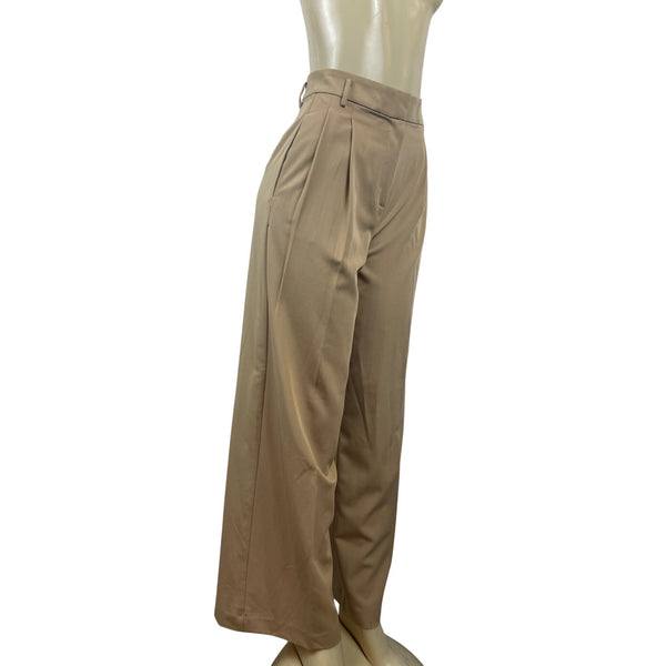 Ann Taylor Beige Brown High Waist Wide Leg Pleated Dress Pants Sz 0 - New