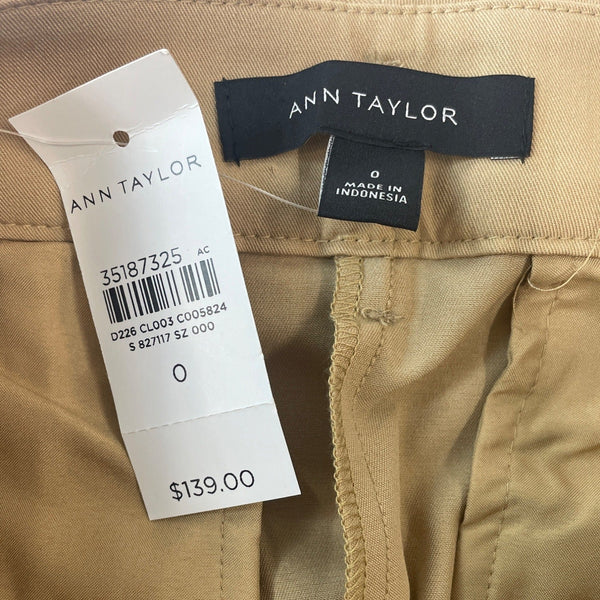 Ann Taylor Beige Brown High Waist Wide Leg Pleated Dress Pants Sz 0 - New
