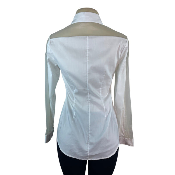 Womens Semi-Sheer Long Sleeve White Button-Up Shirt By Bailey 44 Size S
