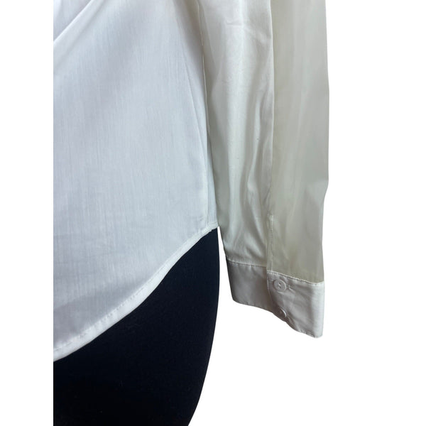 Womens Semi-Sheer Long Sleeve White Button-Up Shirt By Bailey 44 Size S