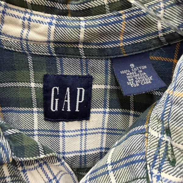 Gap Mens Green Plaid Cotton Button-Up Long Sleeve Shirt Small Classic Checkered Style
