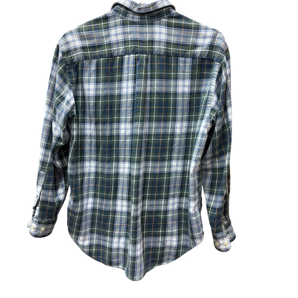 Gap Mens Green Plaid Cotton Button-Up Long Sleeve Shirt Small Classic Checkered Style
