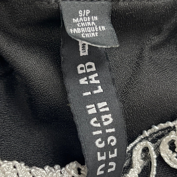 Design Lab Women's Black Embroidered Lace Tank Top Peter Pan Collar Size S