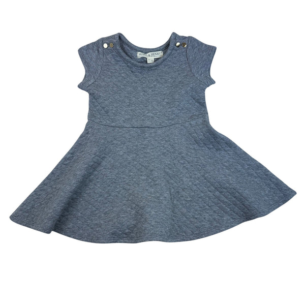 Hope & Henry Baby Girls Grey Polyester & Cotton Quilted Flare Dress Size 12-18M