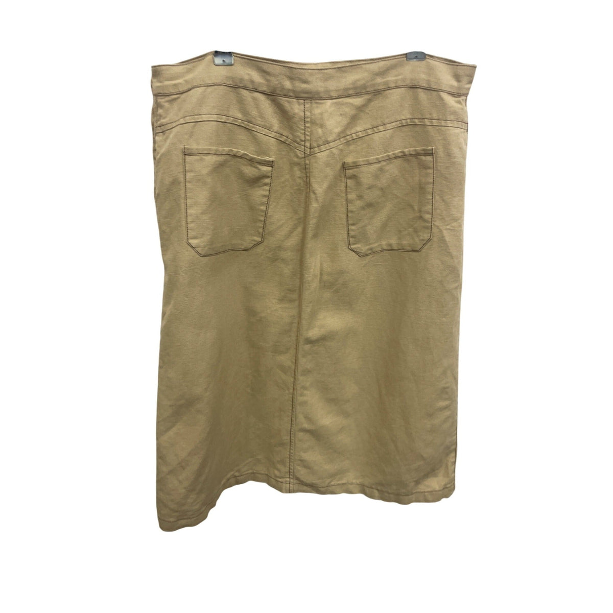 Weekend Max Mara Beige Linen-Cotton Blend Midi Skirt With Side Button Detail Womens Size 10 US