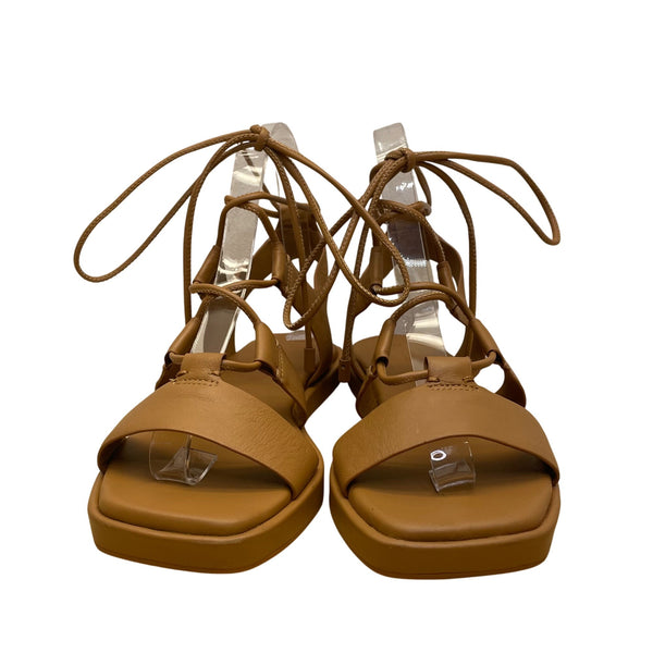 Vince Women’s Tan Leather Stylish Open-Toe Design Lace-Up Sandals Size 5.5M