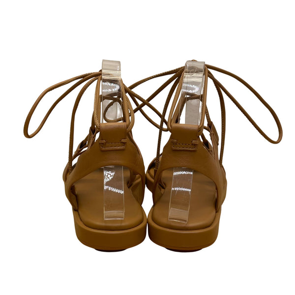 Vince Women’s Tan Leather Stylish Open-Toe Design Lace-Up Sandals Size 5.5M