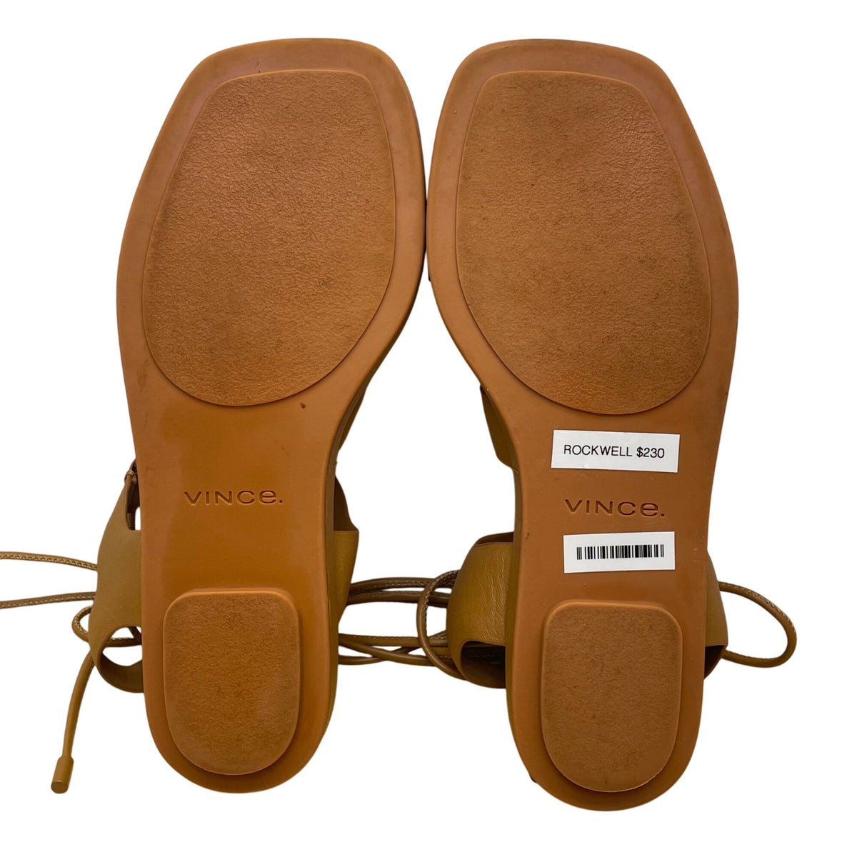 Vince Women’s Tan Leather Stylish Open-Toe Design Lace-Up Sandals Size 5.5M